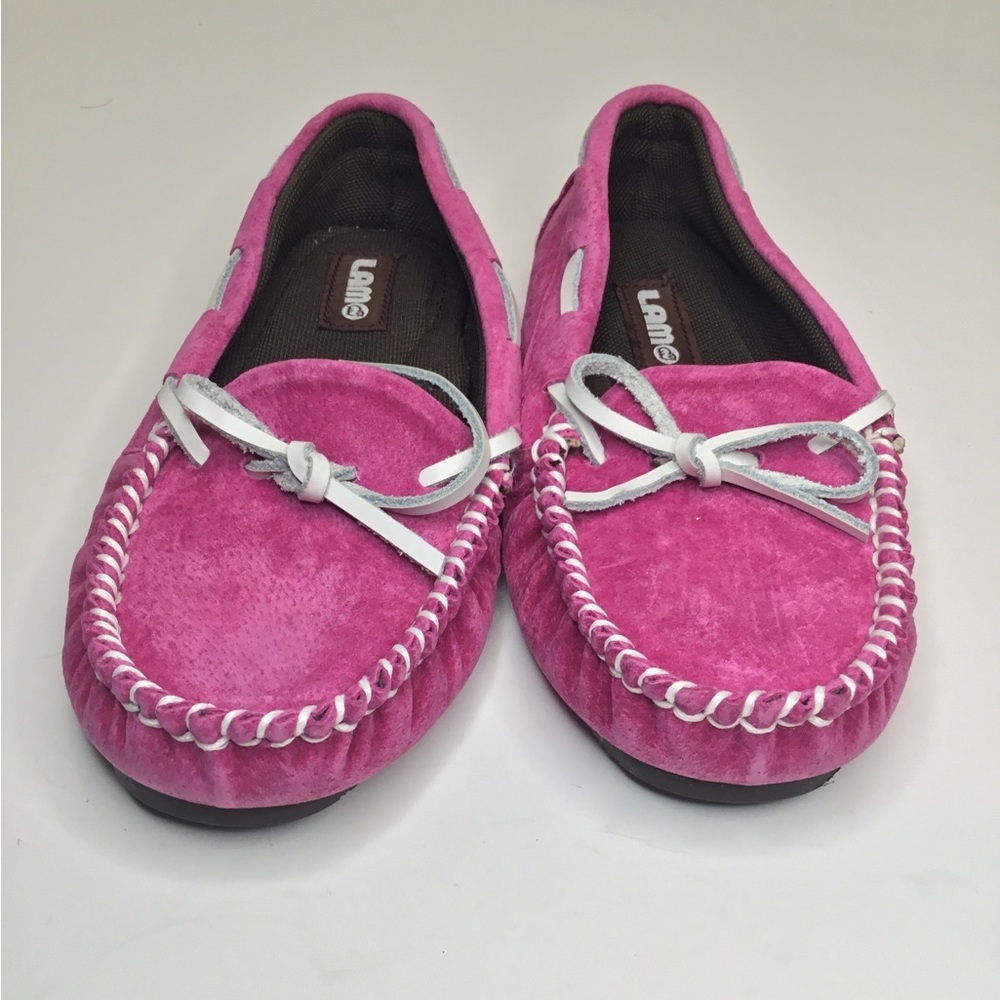 Lamo pink suede loafers kids size 1